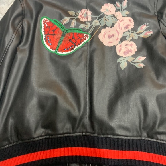 Moto jacket with butterfly and flower - Picture 5 of 7